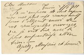 Kartka pocztowa od Achille Lorida do Erazma Majewskiego (rękopis)  strona 2 (rewers)