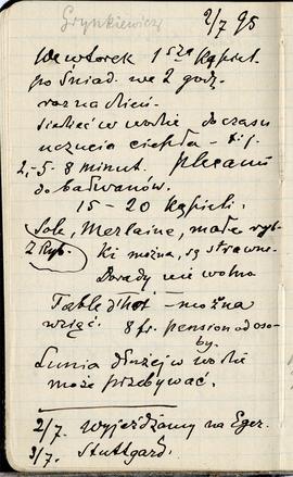 Notes nr 47 z wpisami odręcznymi  Erazma Majewskiego z okresu 19.06.1895 r.-07.08.1895 r.  strona.