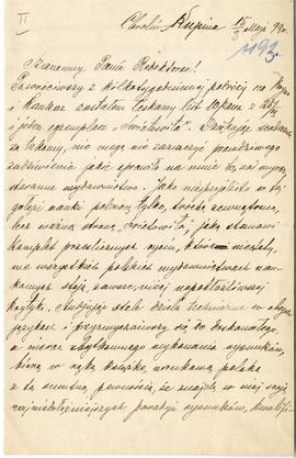 List od Jana Lesieckiego do Erazma Majewskiego z dnia 15.05.1899 r. (rękopis)  strona 1