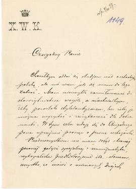 List (rękopis) od Ks. Władysława Kubickiego do Erazma Majewskiego  strona 1