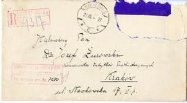 Rękopis listu dr Jana Morawskiego do Józefa Żurowskiego z dnia 27.12.1927 r. wraz z kopertą  stro...