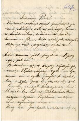 List od Olgierda Grabowskiego do Erazma Majewskiego (rękopis)  strona 1