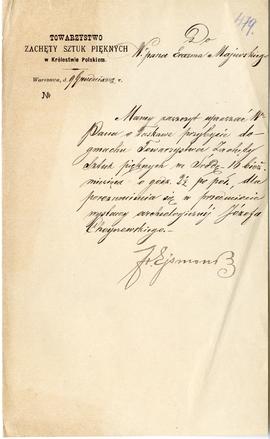 List od Franciszka Ejsmonda do Erazma Majewskiego (druk  rękopis)  strona 1