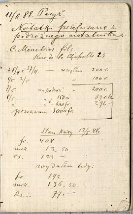 Notes nr 32 z wpisami odręcznymi  Erazma Majewskiego z okresu od 11.06.1888 r. - 06.06.1889 r.  s...