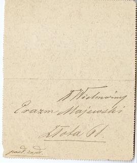 List od Szczęsnego Jastrzębowskiego do Erazma Majewskiego (rękopis)  strona 1