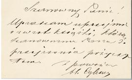 Bilet wizytowy Hipolita Cybulskiego (rękopis)  strona 2