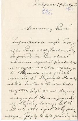 List od Marii Chmielowskiej do Erazma Majewskiego (rękopis)  strona 1