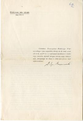 Nadbitka przemówienia Ignacego Baranowskiego (druk)  strona 1