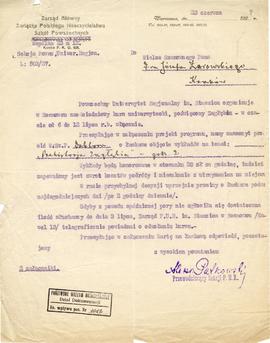 Maszynopis pisma Powszechnego Uniwersytetu Regjonalnego im. Staszica w Sosnowcu do Józefa Żurowsk...