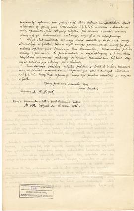 Rękopis  odpis pisma p. Ireny Sawickiej z dnia 18 marca 1926 r. do Michała Drewko  Konserwatora Z...