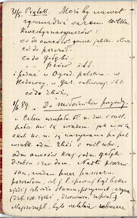 Notes nr 33 z wpisami odręcznymi  Erazma Majewskiego z okresu od 25.05.1889 r. - 10.10.1889 r.  s...