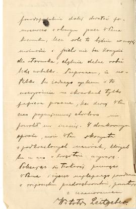 List od Witolda Leitgebera do Erazma Majewskiego z dnia 5.10.1889 r. (rękopis)  strona 2