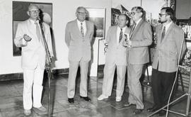 Fotografia  czarno-biała (odbitka)  z otwarcia  wystawy pt. "Człowiek minionego tysiąclecia&...