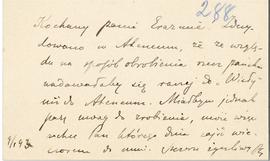 Bilet wizytowy Piotra Chmielowskiego (rękopis)  strona 2