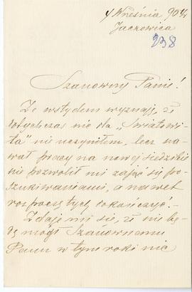 List od Aleksandra Bydłowskiego do Erazma Majewskiego (rękopis)  strona 1