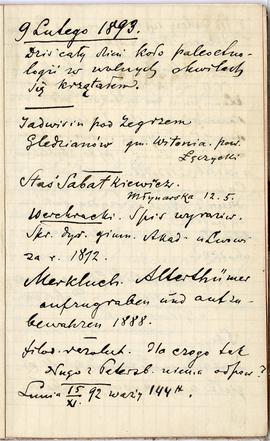 Notes nr 41 z wpisami odręcznymi  Erazma Majewskiego z okresu od 09.02.1893 r.-09.04.1993 r.  str...