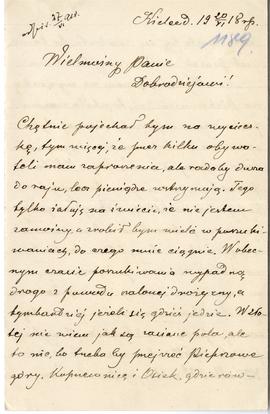 List od Zdzisława Lenartowicza do Erazma Majewskiego z dnia 20.06.1918 r. (rękopis)  strona 1