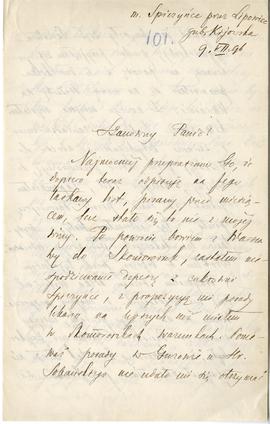 List od Franciszka Błońskiego do Erazma Majewskiego (rękopis)  strona 1