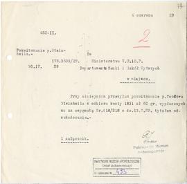 Maszynopis. Pismo Państwowego Muzeum Archeologicznego w Warszawie nr 279-IX z dn. 29 marca 1929 r...