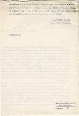 Maszynopis  odpis pisma konserwatora Michała Drewko z dnia 28 czerwca 1927 r.  do Wydziału Nauki ...