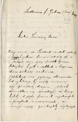 List od księdza Gibasiewicza do Erazma Majewskiego (rękopis)  strona 1