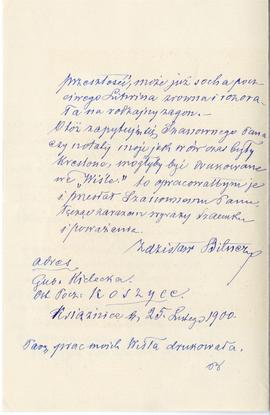 List od Zdzisława Bitnera do Erazma Majewskiego (rękopis)  strona 2