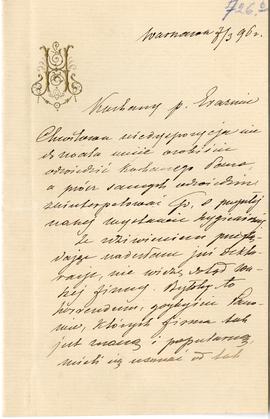 List od H. Huberta do Erazma Majewskiego (druk  rękopis)  strona 1