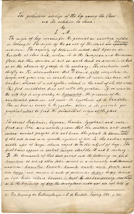 Zespół odręcznych notatek pod tytułem "The prehistoric worship of the hop. among the Slavs a...