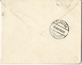 Koperta zaadresowana przez G. de Maret do Erazma Majewskiego (stempel)  strona 2 (rewers)