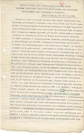 Pismo (maszynopis) - akt darowizny zbiorów MEM Towarzystwu Naukowemu Warszawskiemu z 03.06.1921 r...