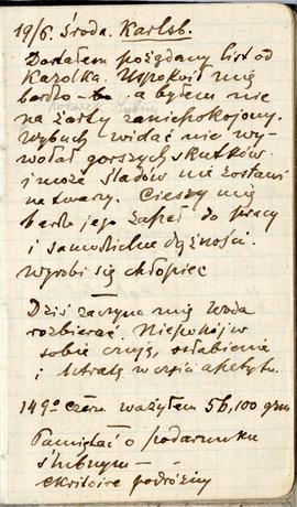 Notes nr 47 z wpisami odręcznymi  Erazma Majewskiego z okresu 19.06.1895 r.-07.08.1895 r.  strona.