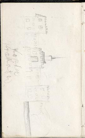 Notes nr 1 z okresu 29.06.1873 r.-24.09.1874 r.  Odręczny rysunek Erazma Majewskiego wykonany ołó...