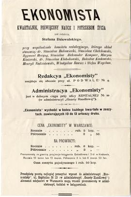 Druk reklamowy kwartalnika "Ekonomista" (druk)  strona 1