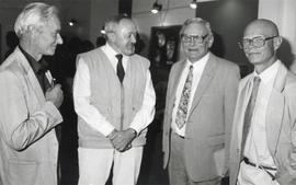 Fotografia  czarno-biała (odbitka)  z otwarcia  wystawy pt. "Człowiek minionego tysiąclecia&...