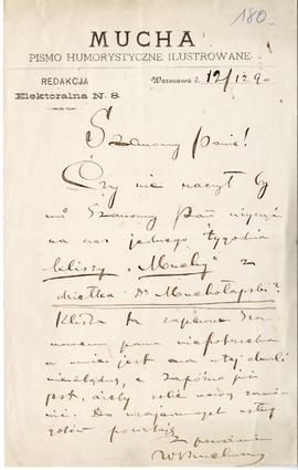 List od Władysława Buchnera do Erazma Majewskiego (rękopis  druk)  strona 1