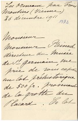 List od G. de Maret do Erazma Majewskiego (rękopis)  strona 1