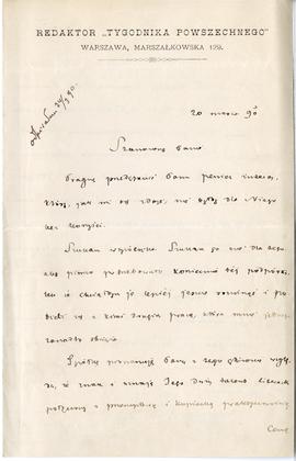 List od Wiktora Gomulickiego do Erazma Majewskiego (druk  rękopis)  strona 1