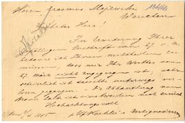 Karta pocztowa od Koehlera do Erazma Majewskiego, strona 2