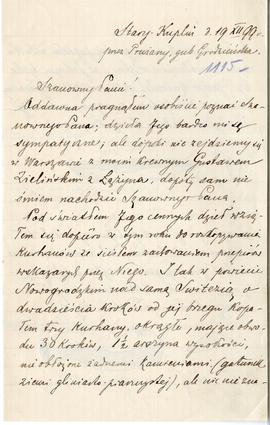 List (rękopis) od Bogusława Kraszewskiego do Erazma Majewskiego  strona 1