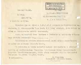 Maszynopis pisma M.W.R. i O.P. do Prezydium Państwowego Grona Konserwatorów Zabytków Przedhistory...