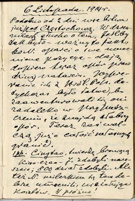Notatnik nr 79 z odręcznymi notatkami Erazma Majewskiego: "6 Listopada 1914 r. Podobno od 2 ...