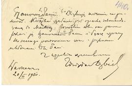 Karta pocztowa od Zdzisława Dębickiego do Erazma Majewskiego (rękopis)  strona 2 (rewers)