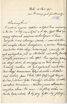 List (rękopis) od Bogusława Kraszewskiego do Erazma Majewskiego  strona 1