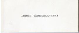 Bilet wizytowy Józefa Bogusławskiego (druk)  strona 1