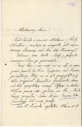 List od prof. F. A. Hory do Erazma Majewskiego (rękopis)  strona 1