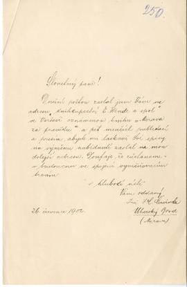 List od F. L. Červinki do Erazma Majewskiego (rękopis)  strona 1