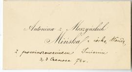 Bilet wizytowy Antoniny Mińskiej (druk  rękopis)