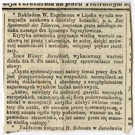 Wycinek prasowy z okresu od 05.10.1885 r.-04.02.1886 r. (w kieszonce tylnej okładki notesu nr 24)...
