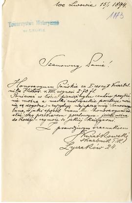 List (rękopis) od Kwiatkowskiego do Erazma Majewskiego