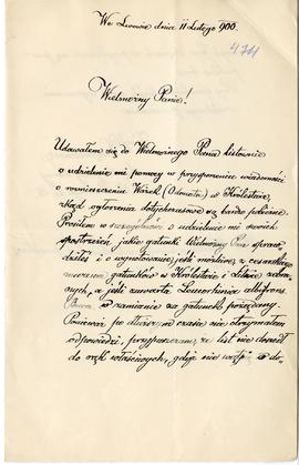 List od Józefa Dziędzielewicza do Erazma Majewskiego (rękopis)  strona 1